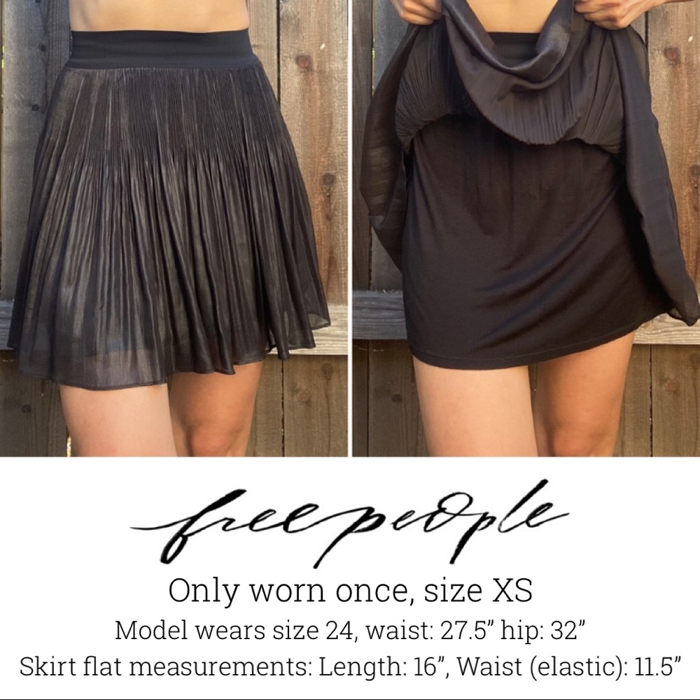 Free People silky black skirt with lining